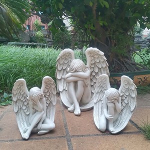 Escultura de Resina Vintage para Jardín - Estatua de Ángel y Doncella con Alas de Ángel, Decoración para Patio/Jardín - Product Image 2