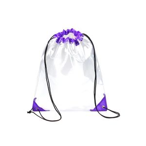 Clear <b>Drawstring</b> Stadium <b>Backpacks</b> Waterproof Approved for Sporting Events Colorful PVC Lining for Gym College Work Concerts - Product Image 6