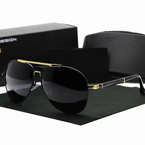 Lunettes de soleil polarisées hommes conduite lunettes de soleil Double pont classique haut de gamme noir miroir lunettes mâle