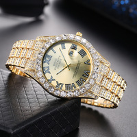 Montre de luxe pour homme avec diamants, montre-bracelet sport à quartz, calendrier, montre décontractée pour homme d'affaires