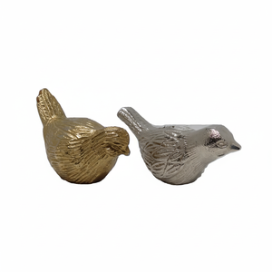 Ensemble de sculpture d'oiseau moderne en argent et or Ornement décoratif de table en métal écologique pour la maison Salon Hôtel Couloirs - Product Image 1