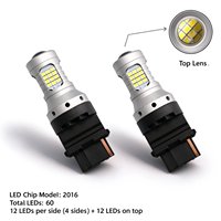 Ampoule LED automobile CANBUS 3156 P27W 12V 24V 9-50V 8W 600mA 60 SMD 5 LED latérales avec lentille supérieure, blanc, ambre, rouge, pour feux de recul et clignotants
