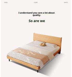 เตียงไม้โอ๊คสั่งทำพิเศษ ขนาด 0.8-2 เมตร สไตล์โมเดิร์นและมินิมอล สำหรับห้องนอนใหญ่ เตียงคู่ขนาด 1.8 เมตร เตียงเดี่ยวขนาด 1.2 เมตร โครงไม้ - Product Image 6