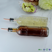 Bouteille distributrice d'huile en verre avec bec verseur en acier inoxydable pour la cuisine, l'huile d'olive et le vinaigre