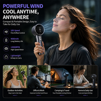 Ventilador de Mano de Alta Velocidad MRY, Ventilador de Escritorio Portátil, 100 Velocidades, Pantalla Digital, Recargable Tipo-C, Ventilador Turbo de Aluminio
