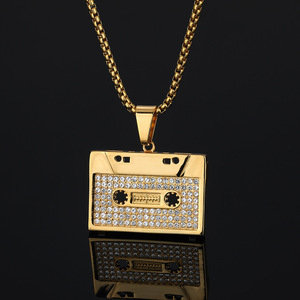 Hip Hop diseñador Vintage Rock Cassette registros impermeable deslustre libre Acero inoxidable joyería colgante collares hombre hombres hombre - Product Image 2
