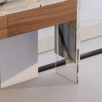 Tables consoles de style farmhouse italien moderne de luxe, plateau en marbre naturel, armoire en bois de bouleau, meubles de salon