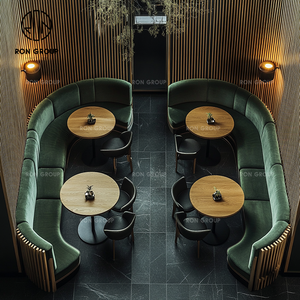 Nửa vòng tròn tròn bằng Gỗ Nhà Hàng đồ nội thất bảng sofa Set <span class=keywords><strong>Booth</strong></span> chỗ ngồi cho cafe cà phê cửa hàng - Product Image 5