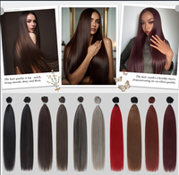 Extensions de cheveux synthétiques Noble Bone Straight de 12 à 36 pouces, couleur noir naturel ombré blond, fibre hautement résistante avec closure