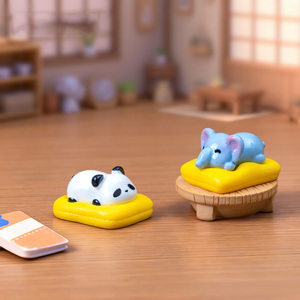 Figurines miniatures de panda, éléphant, chat, capybara, mini-animaux en résine, porte-clés, breloques, décorations pour tableau de bord de voiture - Product Image 4