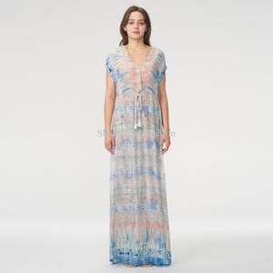 Nouvelle Collection 2025 : Robe Midi Femme Personnalisée, Décontractée, Été, 100% Coton, Sans Manches, Technique Tie-Dye, Volants, Design Tendance - Product Image 2