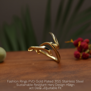 แหวนแฟชั่น ชุบทอง PVD สแตนเลสสตีล 316L ทนทาน ดีไซน์รูปหัวใจ ปรับขนาดได้ - Product Image 3