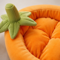 Nid pour animaux de compagnie en peluche Eggplant, lit pour chat ovale pour sommeil profond, coussin matelassé, décor tige de feuille verte non amovible, 5 tailles du S au XXL