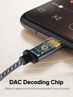 Câble audio USB-C tressé 2-en-1 de qualité supérieure avec charge rapide 18W et son Hi-Fi – Vente en gros