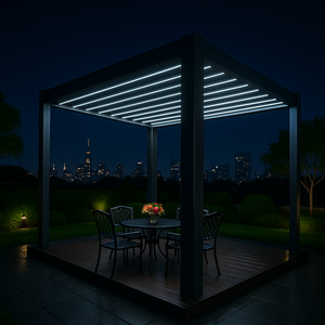 Gazebo extérieur en aluminium avec toit à persiennes, revêtement en poudre écologique, double vitrage trempé, structure en aluminium durable, pour jardin et véranda. - Product Image 4