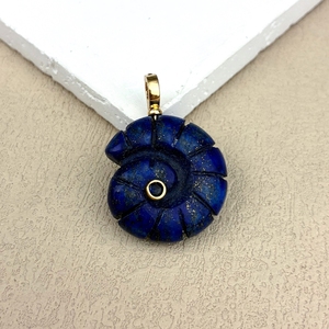 Pendentifs en coquille sculptée en forme de <span class=keywords><strong>trompette</strong></span>, plaqués or, en zircon et pierres précieuses naturelles, amazonite, escargot de mer, vente en gros, pour cadeau d'amis, bijoux DIY - Product Image 5