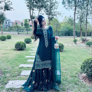 Nouvelle collection 2025 Fatema Fashion : Salwar Kameez Dupatta en soie Georgette à broderies modernes et riches, séchage rapide, idéal pour le travail, les mariages et les fêtes - Product Image 1