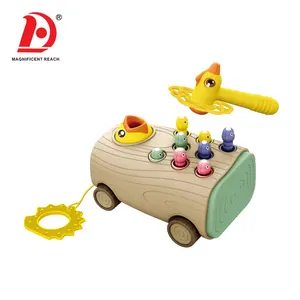 HUADA Kids Hand Eye Übung Simulierte Holzfang würmer Spiele Magnetic Woodpecker Toy Hammer