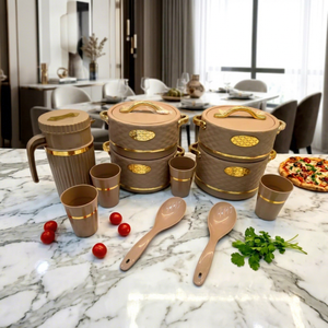 ANAX 11-Piece Luxury Design PTFE Coated Melamine Cookware Set Aluminum Bottom Exterior Mirror Polish Lightweight Includes <b>Soup</b> - Product Image 1