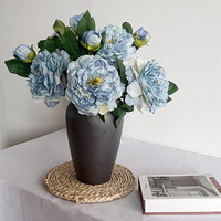 2 têtes de pivoines françaises vintage à bord brûlé arrangement de fausses fleurs table de salon décoration de bouquet de fleurs à effet séché
