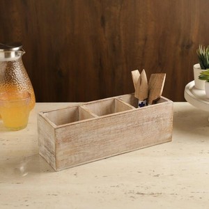Meilleur prix porte-cuillère à couverts en bois à 3 compartiments pour cuisine pour restaurant et hôtel d'Inde - Product Image 5