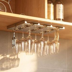Portabicchieri in Metallo, Supporto Autoadesivo a 2/3 Livelli con Ganci, Adatto per Cucina, Bar e Ristorante - Product Image 1
