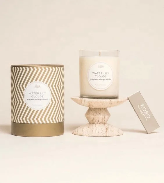 Custom Luxury Eco-friendly Candle Cup with Lid Round Kraft Cardboard Paper Tube for Tea Coffee Bean Cosmetic Cylinder Packaging