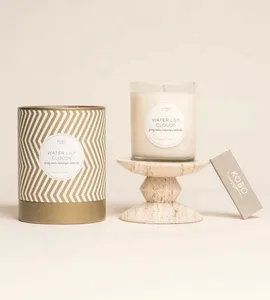 Gobelet à bougie personnalisé de luxe écologique avec couvercle, tube rond en carton kraft pour l'emballage de thé, de café en grains, de cosmétiques, cylindre - Product Image 1