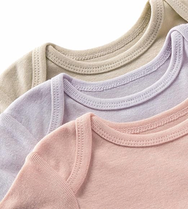 Vêtements pour nouveau-nés les plus vendus, couleur unie, premium, 100% coton, bodies pour bébés garçons et filles, col rond, manches courtes - Product Image 2