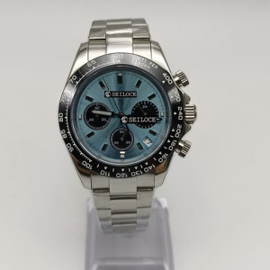 Montre chronographe quartz avec date personnalisée pour homme, 39 mm, verre saphir de luxe, mouvement Vk63 - Product Image 1
