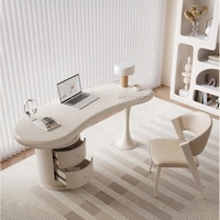 Escritorio de madera maciza de estilo crema de alta calidad, pequeño diseño moderno de lujo ligero francés para el hogar con características de forma especial