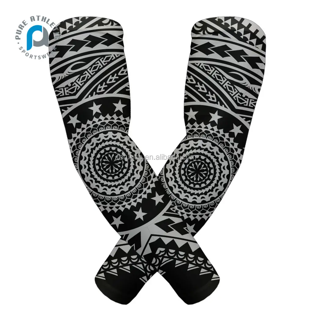 Maniche Maori puro tatuaggio latte seta compressione gym maniche protezione uv sport unisex baseball basket copertura del braccio