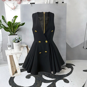 <span class=keywords><strong>Abito</strong></span> stilista da donna 2025 di alta moda <span class=keywords><strong>gilet</strong></span> di media lunghezza <span class=keywords><strong>con</strong></span> Zip posteriore senza maniche doppiopetto per la moda delle feste - Product Image 3