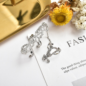 Flower Shape Rhodium Plated 925 Silver <b>Crystal</b> <b>Ring</b> Women's Romantic Everyday Wear Adjustable Jewelry - Product Image 1