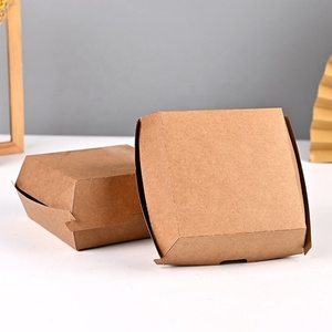 Disposable Grease Proof Degradable Hamburger Packaging <b>Box</b> Custom Lunch Bento Paper <b>Box</b> - Product Image 6