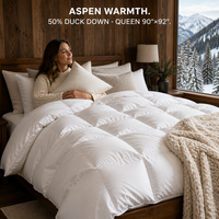 Couette extra chaude 50% duvet de canard blanc, taille Queen, matelassée en boîte, en coton anti-duvet, épaisse, vente en gros