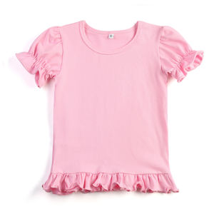 Camisetas Lisas de Poliéster 100%, Ropa para Impresión por Sublimación, Camisetas de Verano Personalizadas con Mangas con Volantes para Niñas - Product Image 2