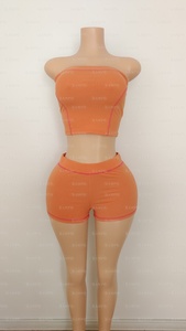 Set 2 pezzi di abbigliamento estivo da <span class=keywords><strong>donna</strong></span> Top in <span class=keywords><strong>cotone</strong></span> Y2K personalizzato e ripiegate sopra pantaloni da Yoga in due pezzi Set da salotto abbigliamento <span class=keywords><strong>donna</strong></span> - Product Image 6