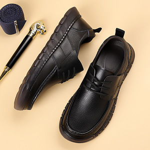 Genuine Leather Men's Casual <b>Shoes</b> Round Toe Lace-up Soft Sole Retro Walking <b>Style</b> <b>Shoes</b> - Product Image 3