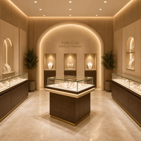 Maßgefertigte Schmuck-Wandvitrine Insel-Display-Theke Set mit LED-Beleuchtung Glas-Schmuckausstellungsmöbel Großhandel für Geschäfte