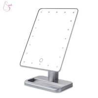 Meilleurs fabricants de bureau Miroir de courtoisie éclairé de table carré et portable avec lumières Miroir cosmétique à led de maquillage rechargeable