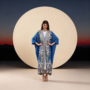 Robe Abaya en polyester de luxe élégante et personnalisée, avec strass thermocollants de haute qualité, pour femmes musulmanes, vente en gros - Product Image 3