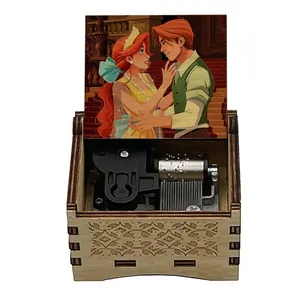 Anime wood anastasia music box automatic wind up Theme Once Upon A December Kids Girls Friends Birthday Gift Party Toy With Logo