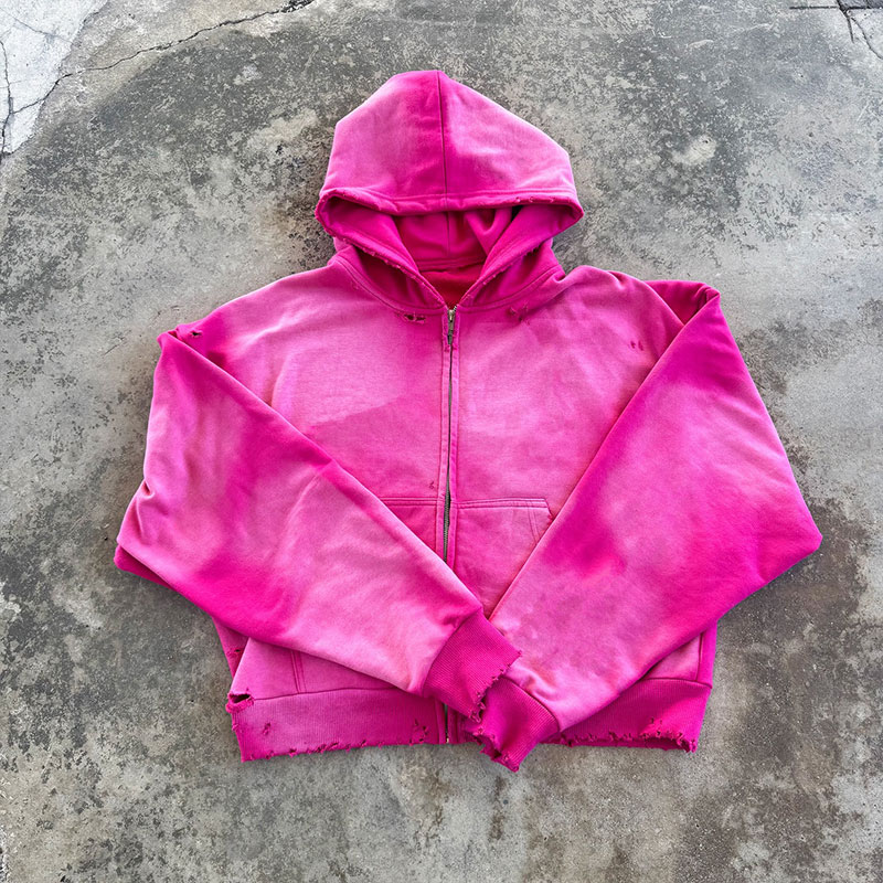 Hot Pink Zip Up Hoodies Fashionable Customizable