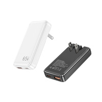 Chargeur rapide GaN 65W PD transfrontalier pour téléphone portable et ordinateur portable avec adaptateur standard européen
