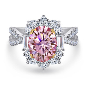 Anello da Donna in Argento Sterling S925 <span class=keywords><strong>con</strong></span> Rubino Moissanite Ovale da 2 Carati, Gioielleria di Alta Gamma della Fabbrica MuShan - Product Image 3