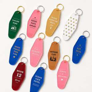 Custom Printed Logo Retro Vintage Motel Hotel Keychain Blank Plastic <b>Key</b> Tag Bulk Vinyl Retro Hotel Keychain - Product Image 3