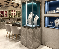 Meubles de magasin de bijoux en MDF de luxe moderne avec éclairage LED, étagères murales durables, comptoir design, vitrine de présentation de bijoux pour