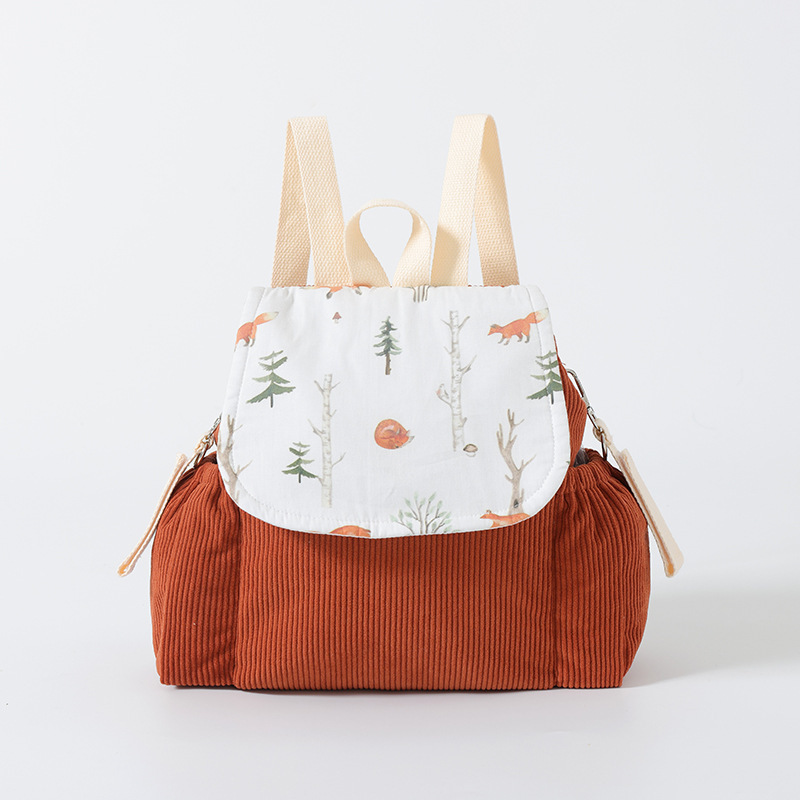 Crimson red-babys double-shoulder carry-on bag-corduroy
