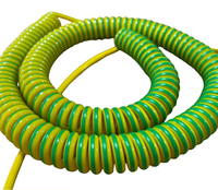 Câble de terre jaune-vert en cuivre avec pince crocodile, câble de mise à la terre, câble d'alimentation, câble spiralé